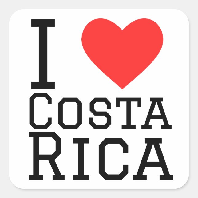 I Liebe Costa Rica Quadratischer Aufkleber (Vorderseite)