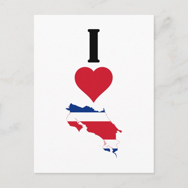 I Liebe Costa Rica Vertikale Herzenlandkarte Postkarte (Vorderseite)