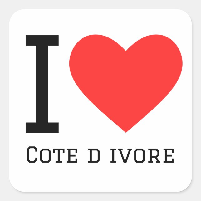 I Liebe cote d ivore Quadratischer Aufkleber (Vorderseite)