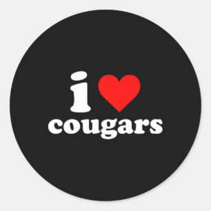 I Liebe Cougars Runder Aufkleber