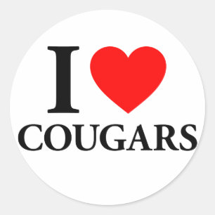 I Liebe Cougars Runder Aufkleber