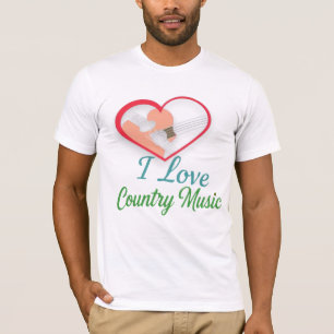 I Liebe Country Music - Herz- und Gitarrendesign T-Shirt
