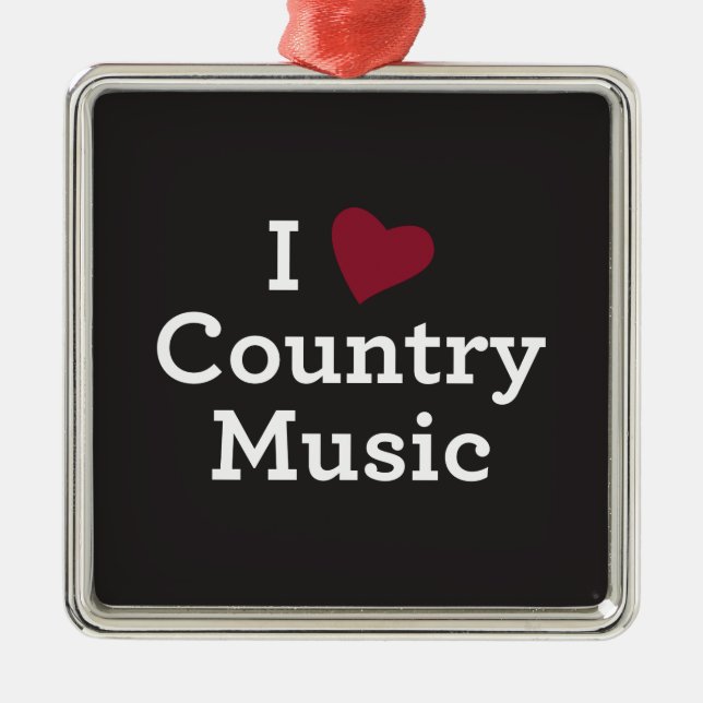 I Liebe-Countrymusik Silbernes Ornament (Vorne)