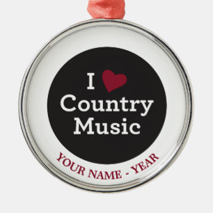 I Liebe-Countrymusik Silbernes Ornament