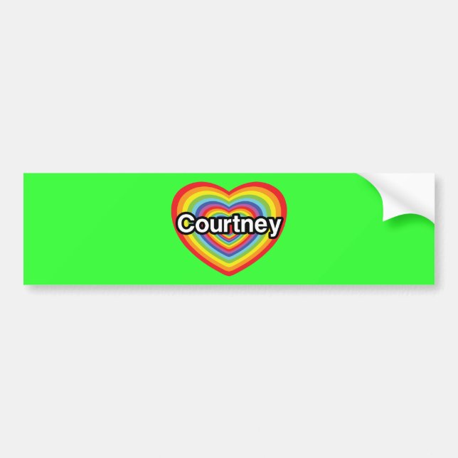 I Liebe Courtney: Regenbogenherz Autoaufkleber (Vorne)