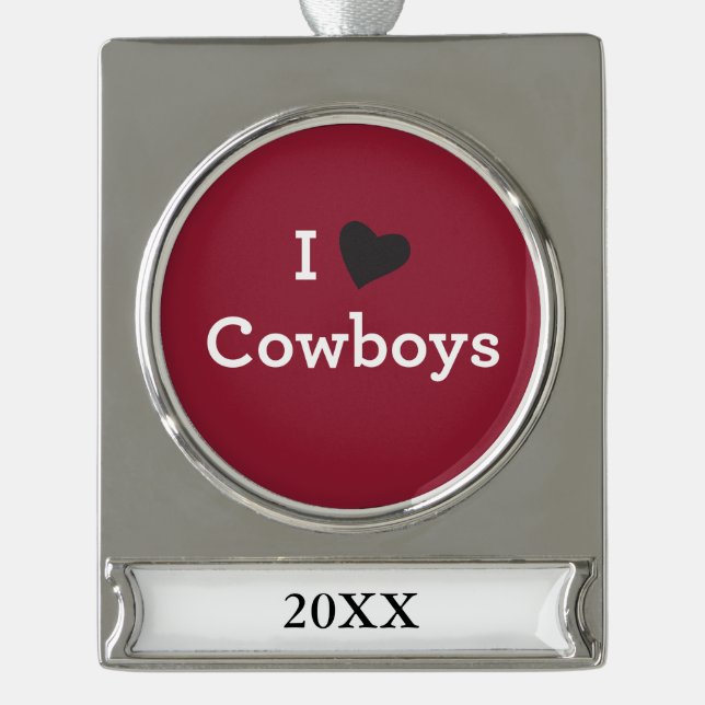 I Liebe-Cowboys Banner-Ornament Silber (Vorderseite)