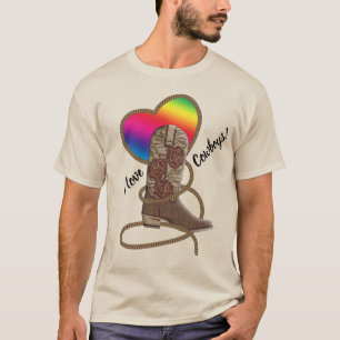 I Liebe Cowboys Gay Pride Rainbow Heart T-Shirt