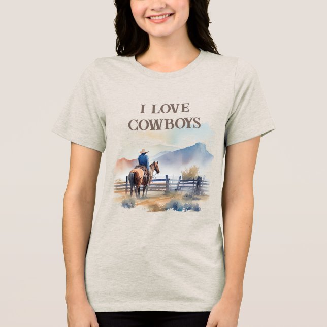 I Liebe Cowboys Tri-Blend Shirt (Vorderseite)