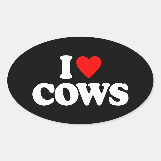 I LIEBE COWS OVALER AUFKLEBER (Vorderseite)
