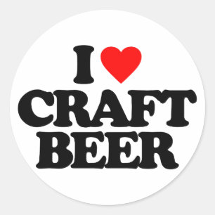 I LIEBE CRAFT BIER RUNDER AUFKLEBER