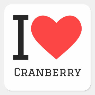 I Liebe Cranberry Quadratischer Aufkleber