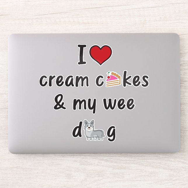 I Liebe Cream Cakes & My Wee Hund Stickers Aufkleber (Computer)