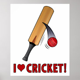 I Liebe Cricket Bat and Ball Poster