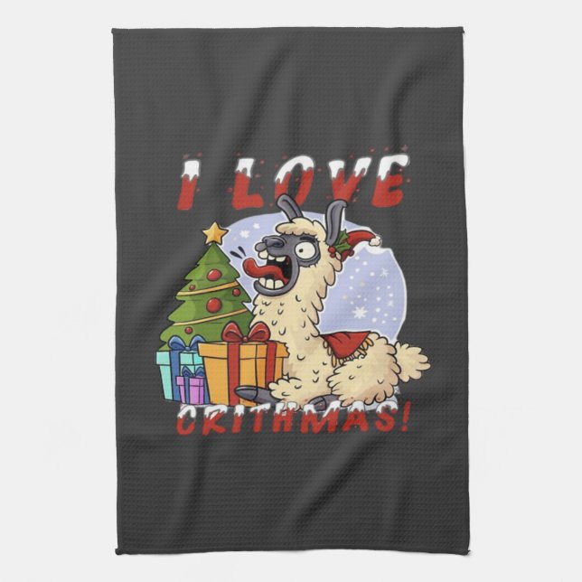 I LIEBE CRITHMAS Llama Geschirrtuch (Vertikal)