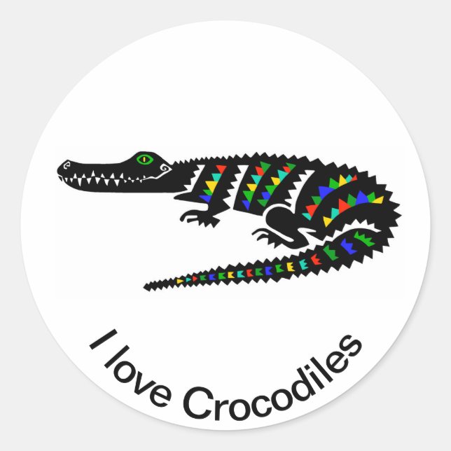 I Liebe CROCODILES - Reptile - Wildlife - USA Runder Aufkleber (Vorderseite)