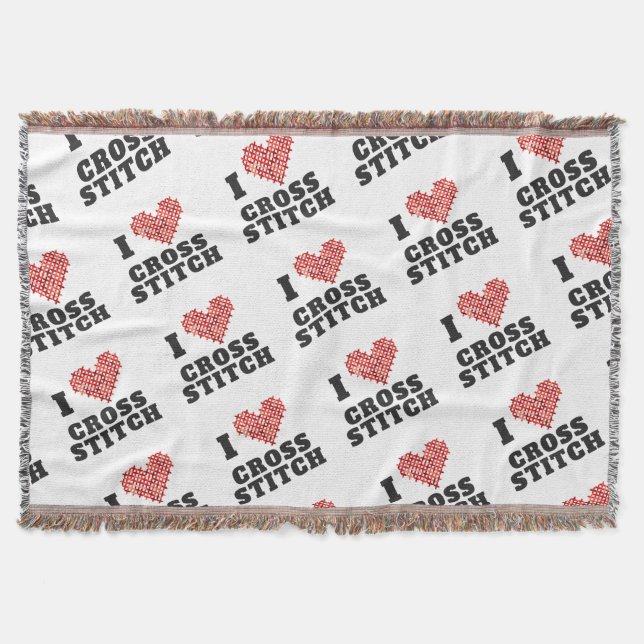 I Liebe Cross Stitch Muster Decke (Vorderseite)