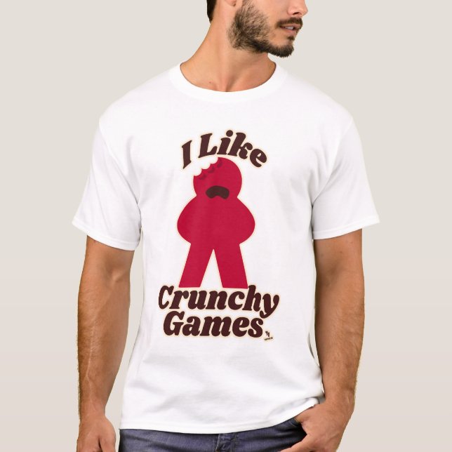 I Liebe Crunchy Games Fun Meeple Art T-Shirt (Vorderseite)