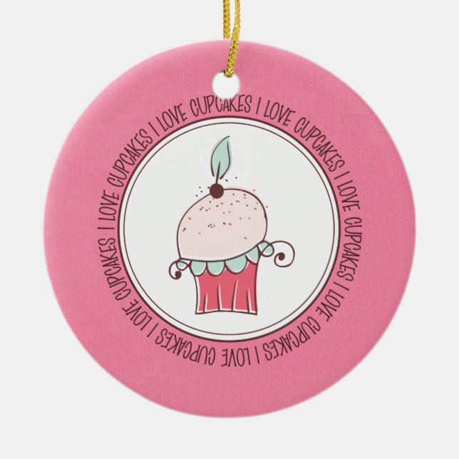 I Liebe Cupcakes Keramik Weihnachtsschmuck (Vorne)