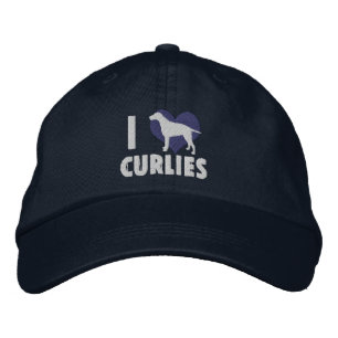 I Liebe Curlies bestickt Hut (blau)
