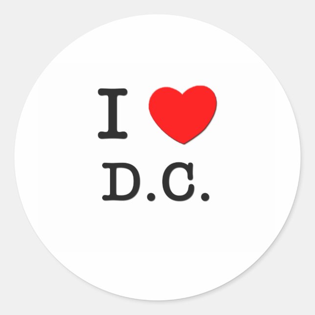 I Liebe D.C. Runder Aufkleber (Vorderseite)