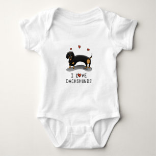 I Liebe Dackeln Dachshund (schwarz und braun) Nied Baby Strampler