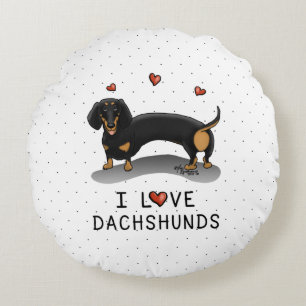 I Liebe Dackeln Dachshund (schwarz und braun) Nied Rundes Kissen