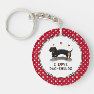 I Liebe Dackeln Dachshund (schwarz und braun) Nied Schlüsselanhänger