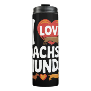I Liebe Dackeln Herzwärmung Heimtierliebhaber Desi Thermosbecher