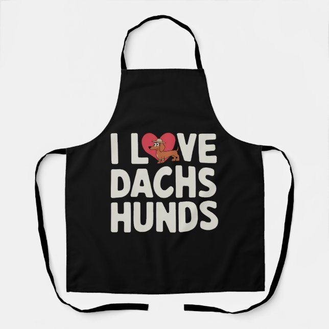 I LIEBE DACKELN NIEDLICH CARTOON SCHÜRZE (Vorderseite)