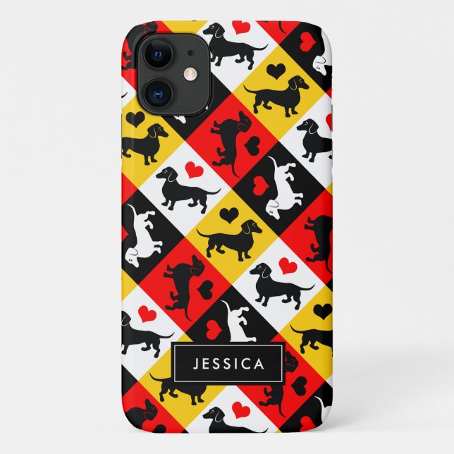 I Liebe Dackeln Niedliche Dackel Muster Case-Mate iPhone Hülle (Rückseite)