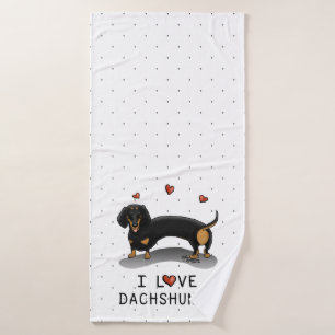 I Liebe Dackeln (schwarz und braun) Niedlicher Hun Badhandtuch Set