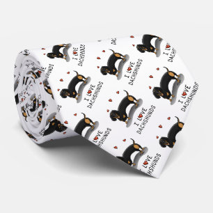 I Liebe Dackeln (schwarz und braun) Niedlicher Hun Krawatte