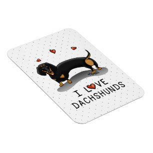 I Liebe Dackeln (schwarz und braun) Niedlicher Hun Magnet