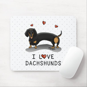 I Liebe Dackeln (schwarz und braun) Niedlicher Hun Mousepad