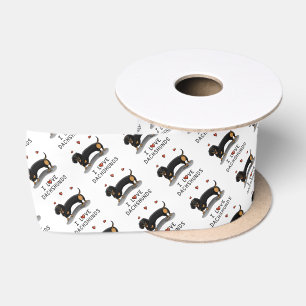 I Liebe Dackeln (schwarz und braun) Niedlicher Hun Satinband