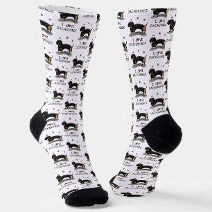 I Liebe Dackeln (schwarz und braun) Niedlicher Hun Socken