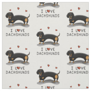 I Liebe Dackeln (schwarz und braun) Niedlicher Hun Stoff