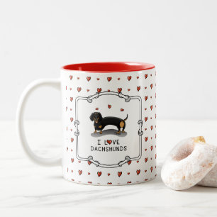 I Liebe Dackeln (schwarz und braun) Niedlicher Hun Zweifarbige Tasse
