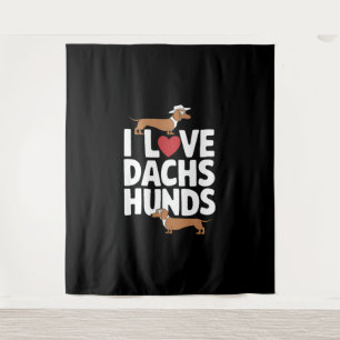 I Liebe Dackeln Spaß Grafik für Hundefreunde Wandteppich