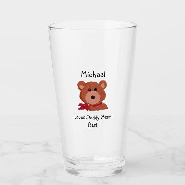 I Liebe Daddy Bear Best Personalisiert Glas (Vorderseite)