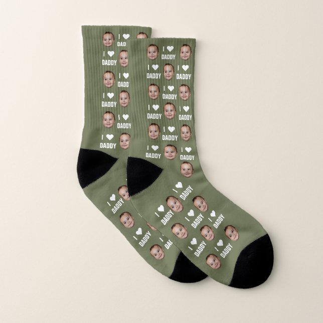 I LIEBE DADDY Vatertag Foto Neu Socken (Paar)
