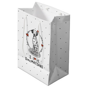 I Liebe Dalmatiner (schwarz 1) Herz Niedlich Mittlere Geschenktüte