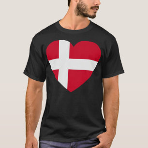 I Liebe Dänemark HeartShaped Dänische Flagge T-Shirt