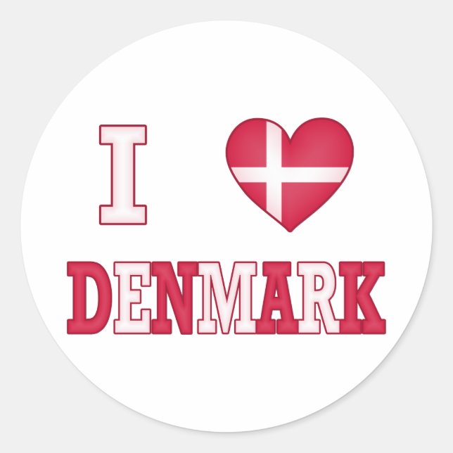 I Liebe Dänemark Runder Aufkleber (Vorderseite)