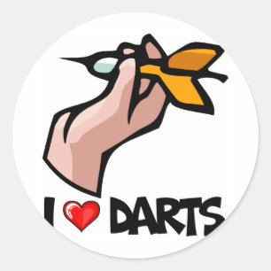 I Liebe Darts Runder Aufkleber