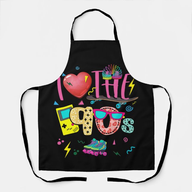 I Liebe Das 90er Party Outfit 90er Retro Schürze (Vorderseite)