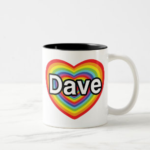 I Liebe Dave: Regenbogenherz Zweifarbige Tasse