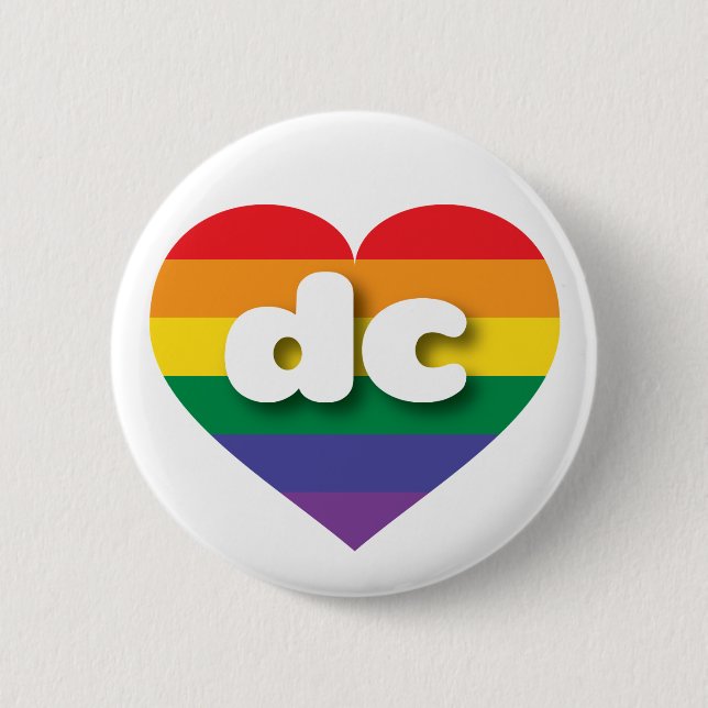 I Liebe DC Regenbogenherz Button (Vorderseite)