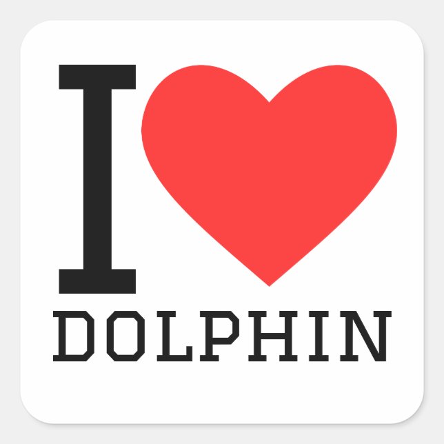 I Liebe Delphin Quadratischer Aufkleber (Vorderseite)