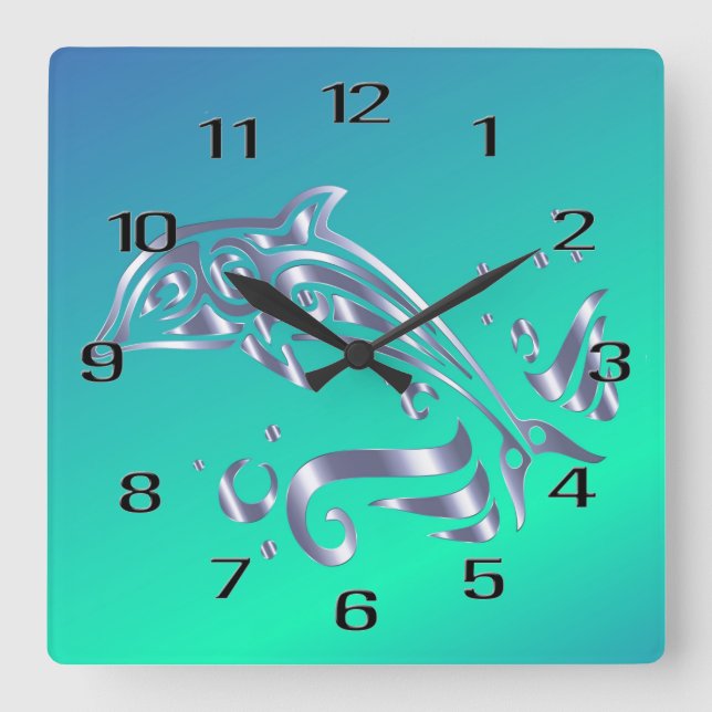 I Liebe Delphine Acrylmauer-Uhr Quadratische Wanduhr (Vorderseite)